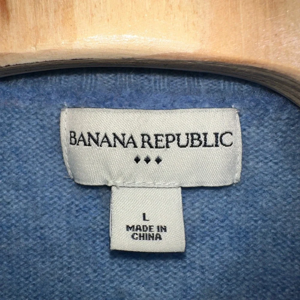 Banana Republic Mens Blue 100% Lambswool‎ V-Neck Sweater Large HOL 08 595834
